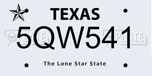 5QW541 Texas License Plate