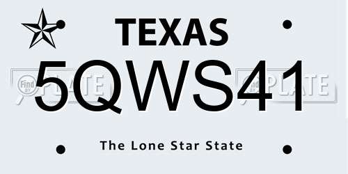 5QWS41 Texas License Plate