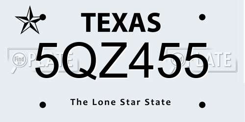 5QZ455 Texas License Plate