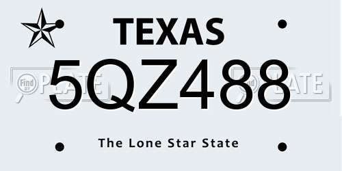 5QZ488 Texas License Plate