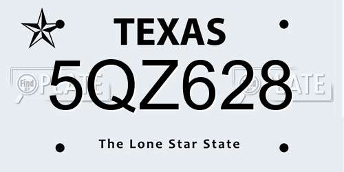 5QZ628 Texas License Plate