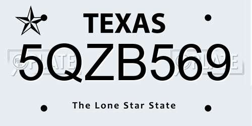 5QZB569 Texas License Plate