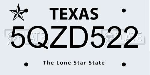 5QZD522 Texas License Plate