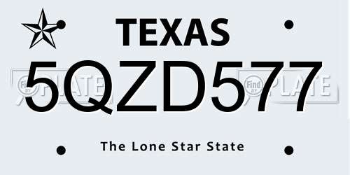 5QZD577 Texas License Plate