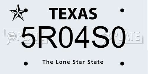 5R04S0 Texas License Plate