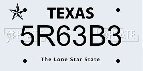 5R63B3 Texas License Plate