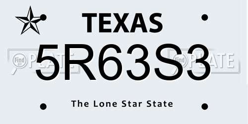5R63S3 Texas License Plate