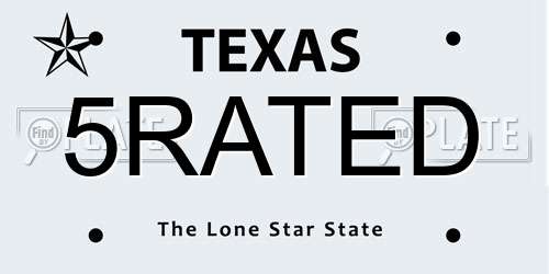 5RATED Texas License Plate