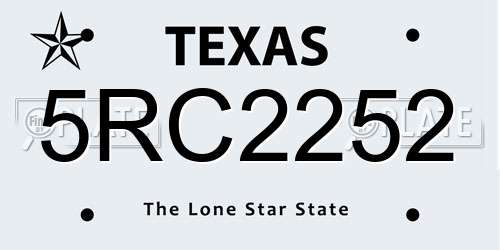 5RC2252 Texas License Plate