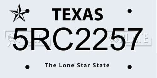 5RC2257 Texas License Plate