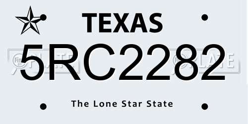 5RC2282 Texas License Plate