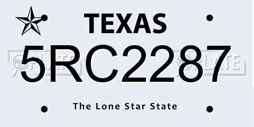 5RC2287 Texas License Plate