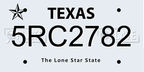 5RC2782 Texas License Plate