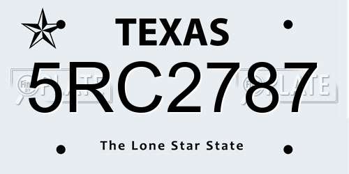 5RC2787 Texas License Plate