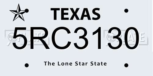 5RC3130 Texas License Plate