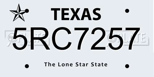 5RC7257 Texas License Plate