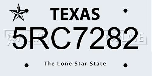 5RC7282 Texas License Plate
