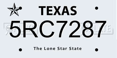 5RC7287 Texas License Plate