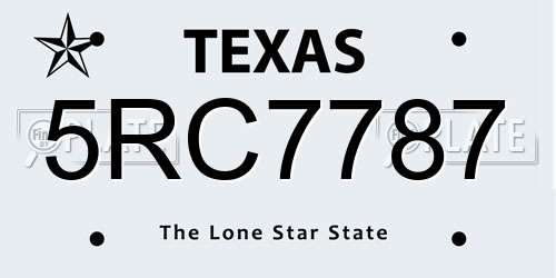 5RC7787 Texas License Plate
