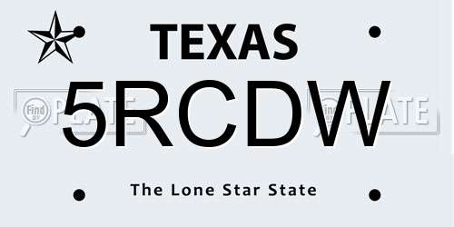 5RCDW Texas License Plate