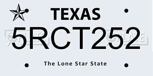 5RCT252 Texas License Plate
