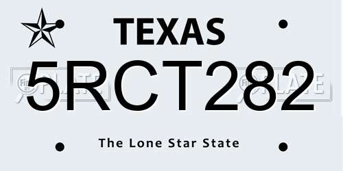 5RCT282 Texas License Plate