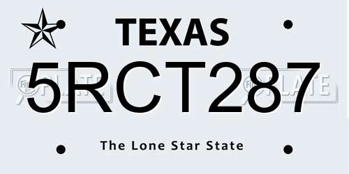 5RCT287 Texas License Plate