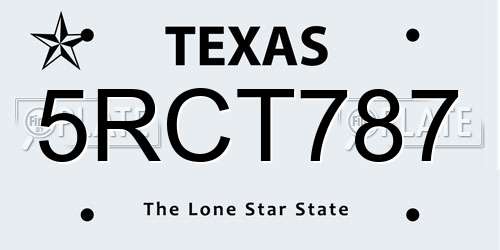 5RCT787 Texas License Plate