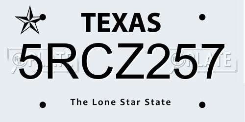 5RCZ257 Texas License Plate