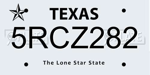 5RCZ282 Texas License Plate