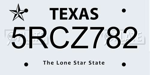 5RCZ782 Texas License Plate