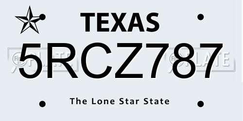 5RCZ787 Texas License Plate