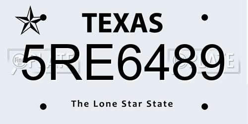 5RE6489 Texas License Plate