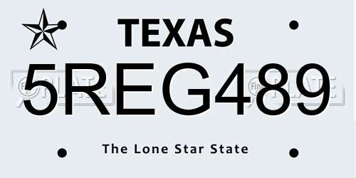 5REG489 Texas License Plate