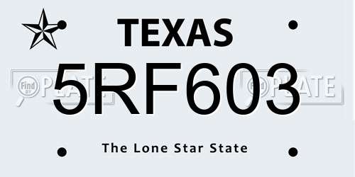 5RF603 Texas License Plate