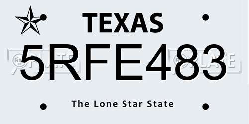 5RFE483 Texas License Plate
