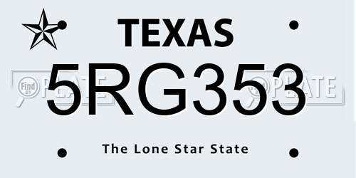 5RG353 Texas License Plate