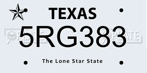 5RG383 Texas License Plate