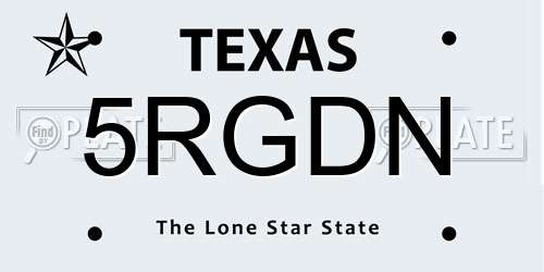 5RGDN Texas License Plate