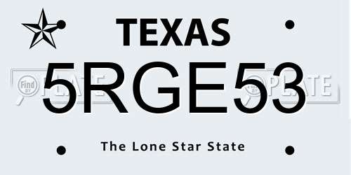 5RGE53 Texas License Plate