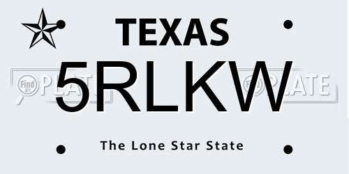 5RLKW Texas License Plate