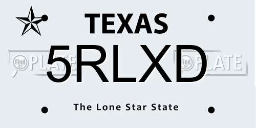 5RLXD Texas License Plate