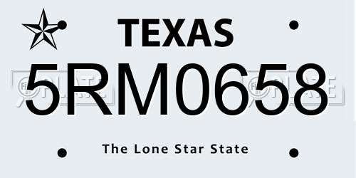 5RM0658 Texas License Plate