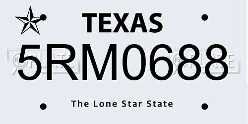 5RM0688 Texas License Plate