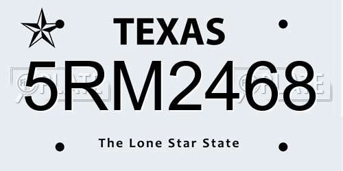 5RM2468 Texas License Plate