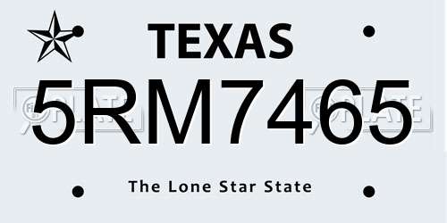 5RM7465 Texas License Plate