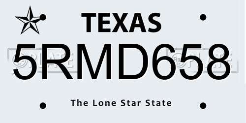 5RMD658 Texas License Plate