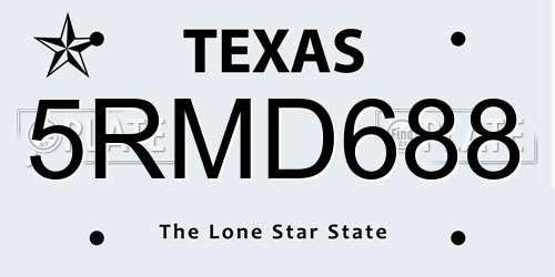 5RMD688 Texas License Plate