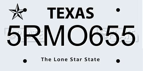 5RMO655 Texas License Plate
