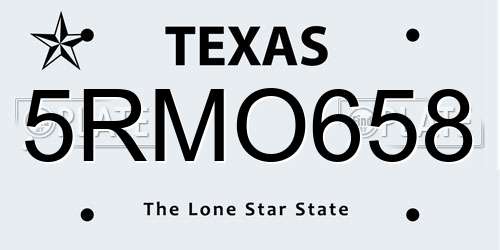 5RMO658 Texas License Plate
